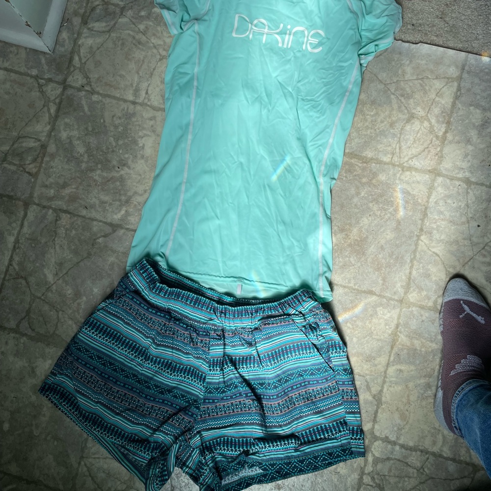 Dakine rash guard and board shorts
